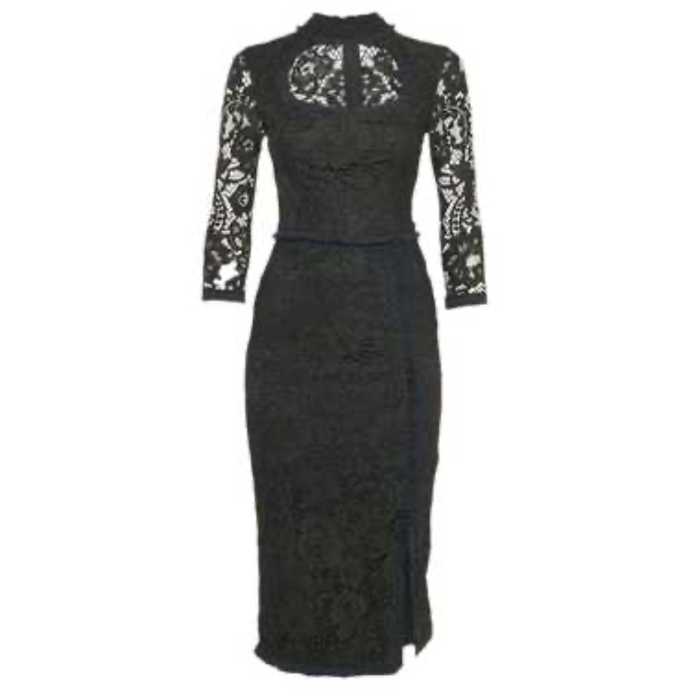 Alexis Black Ruffled Bell Sleeve Cocktail Gown